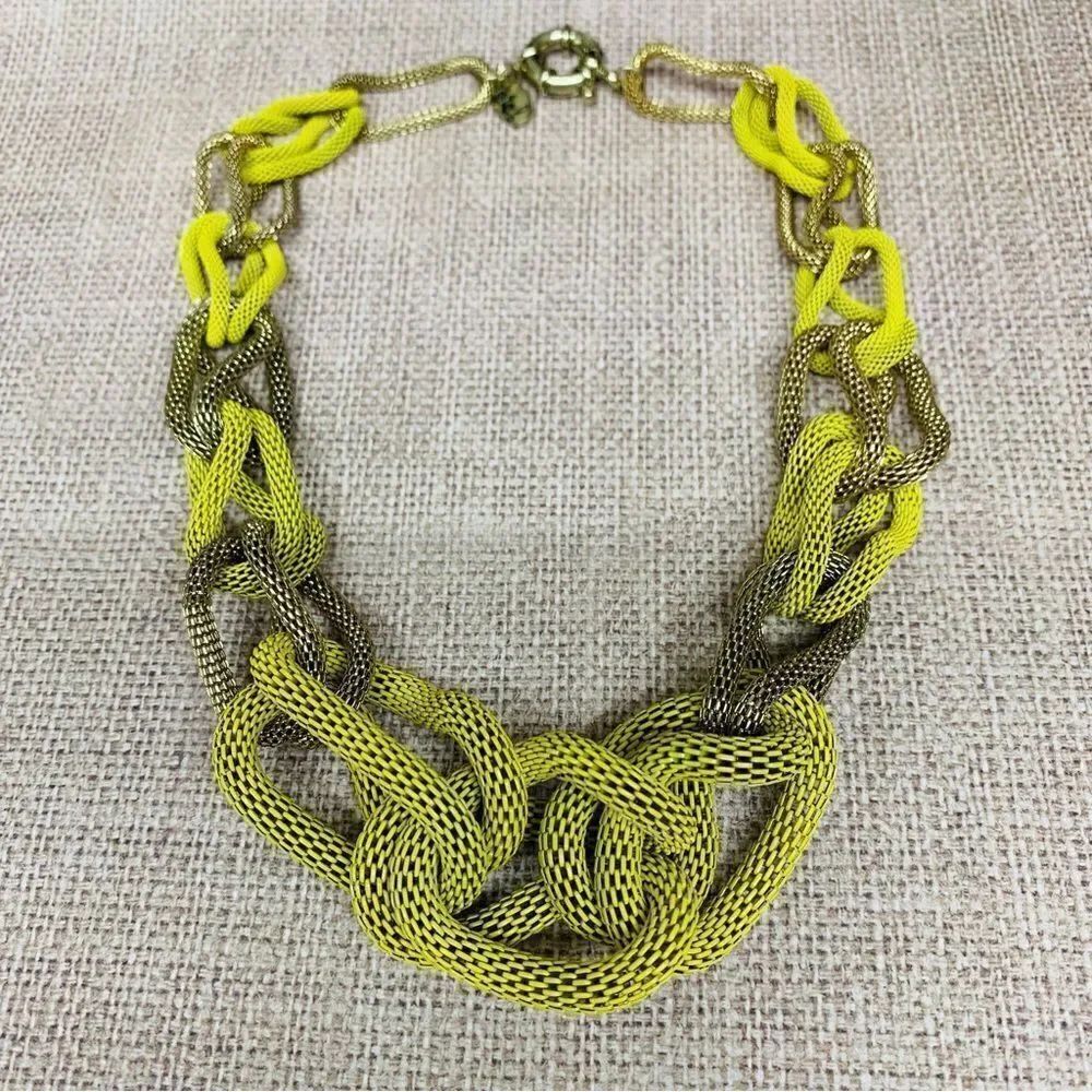 Etc! Chunky Gold And Yellow Mesh Link Necklace